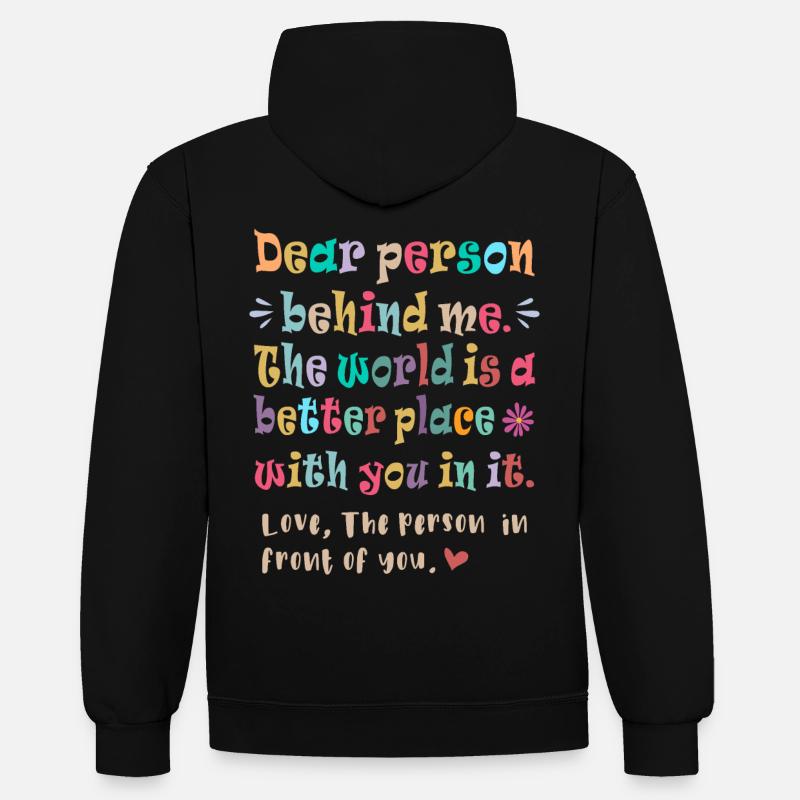 Chère personne derrière moi - Sweat à capuche contrasté - noir/gris chiné