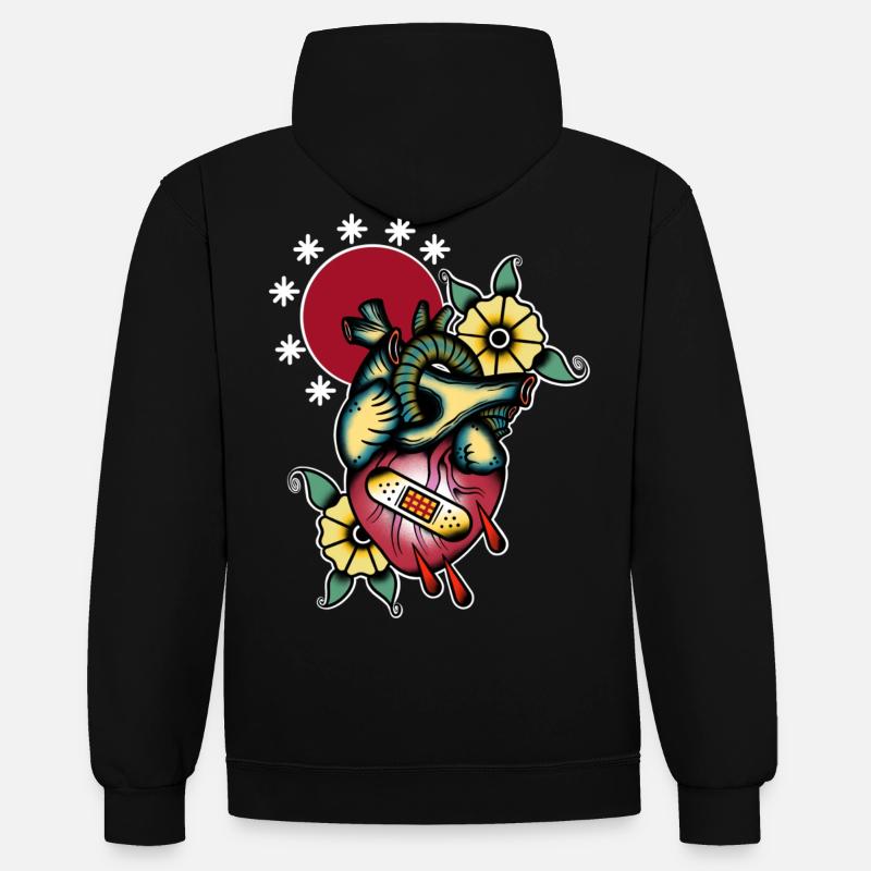 Même pas mal - Sweat à capuche contrasté - noir/gris chiné