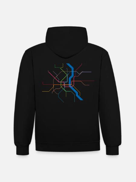 Subway Cologne (dunkel) - Kontrast-Hoodie - Schwarz/Grau meliert
