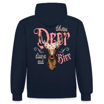 Dirndl Dirndlersatz mit lustigem Bier Spruch - Kontrast-Hoodie - Navy/Rot - Hinten - Anna (173cm)