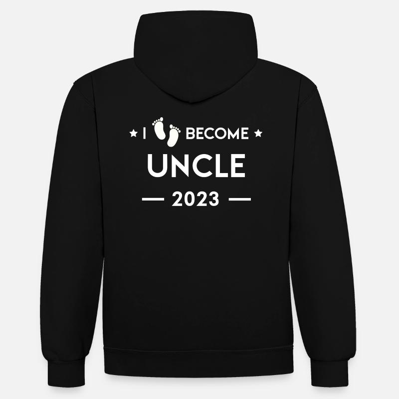 Je serai oncle 2023 - Sweat à capuche contrasté - noir/gris chiné