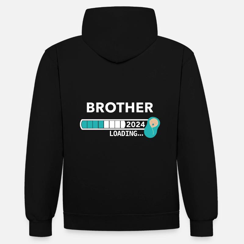 Frère2024 - Sweat à capuche contrasté - noir/gris chiné