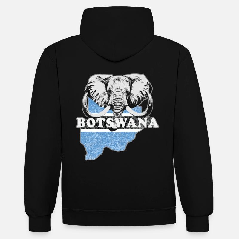 Drapeau du Botswana Afrique Drapeau - Sweat à capuche contrasté - noir/gris chiné