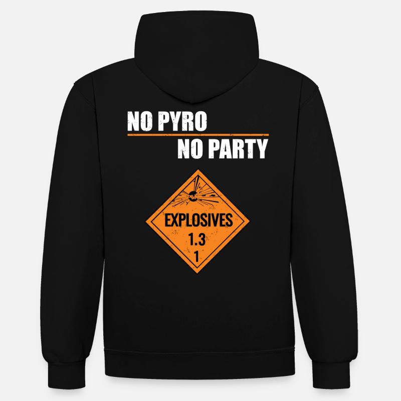 No Pyro No Party - Sweat à capuche contrasté - noir/gris chiné