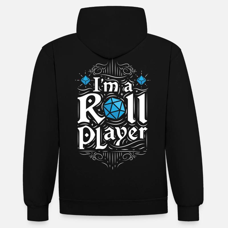 I'm a roll player - Sweat à capuche contrasté - noir/gris chiné
