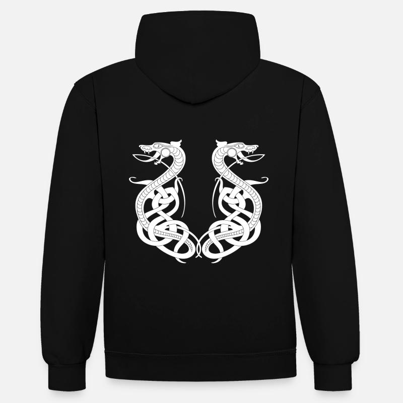 Celtic Dragon Tribal - Sweat à capuche contrasté - noir/gris chiné