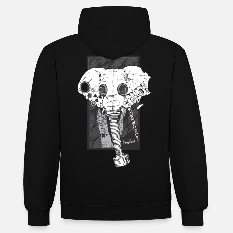 Elephant Bn - Sweat à capuche contrasté - noir/gris chiné