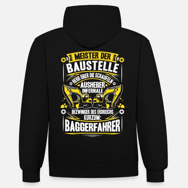 Baggerfahrer Baggerführer Baugeräteführer Bagger - Kontrast-Hoodie - Schwarz/Grau meliert