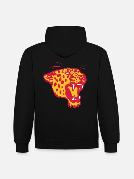 Roaring Leopard by Cheerful Madness!! - Contrast hoodie - black/heather grey