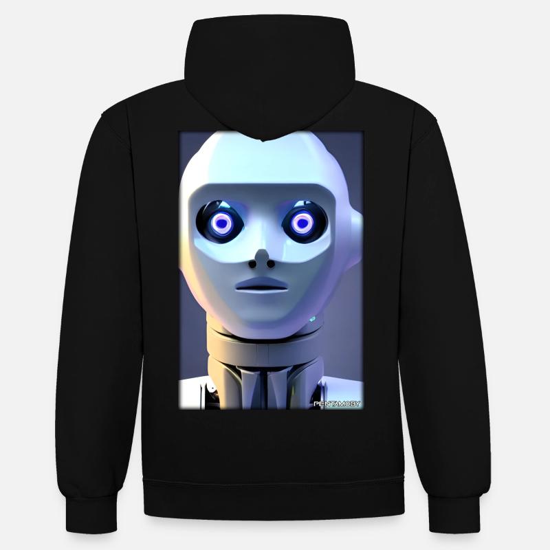 Robot Future Technology Science Android - Sweat à capuche contrasté - noir/gris chiné
