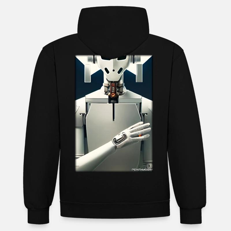 Robot Future Technology Science Android - Contrast hoodie - black/heather grey