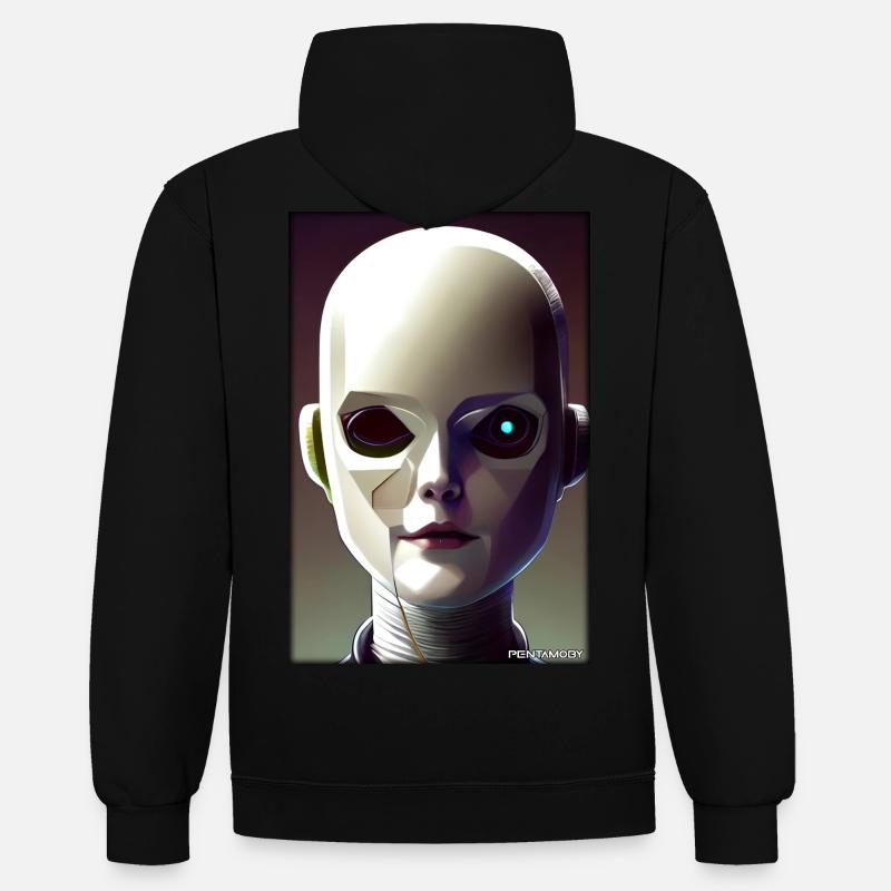 Robot Future Technology Science Android - Sweat à capuche contrasté - noir/gris chiné