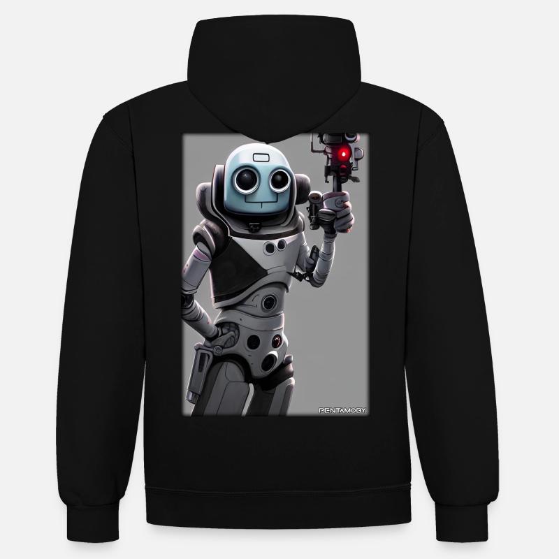 Robot Future Technology Science Android - Sweat à capuche contrasté - noir/gris chiné