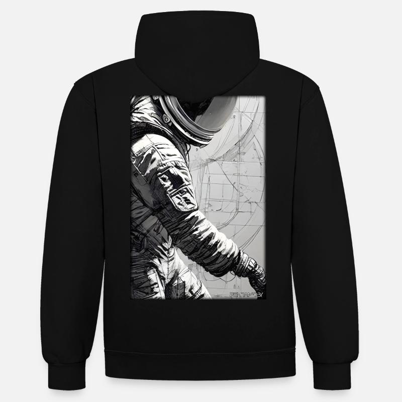 Technologie de science-fiction Astronaut Future - Sweat à capuche contrasté - noir/gris chiné