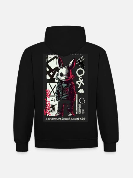 Trust me, I am from... ART8NS - Art ON Streetwear - Kontrast-Hoodie - Schwarz/Grau meliert