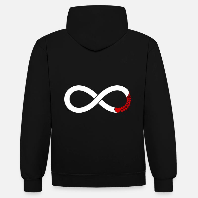 Amour infini - Sweat à capuche contrasté - noir/gris chiné
