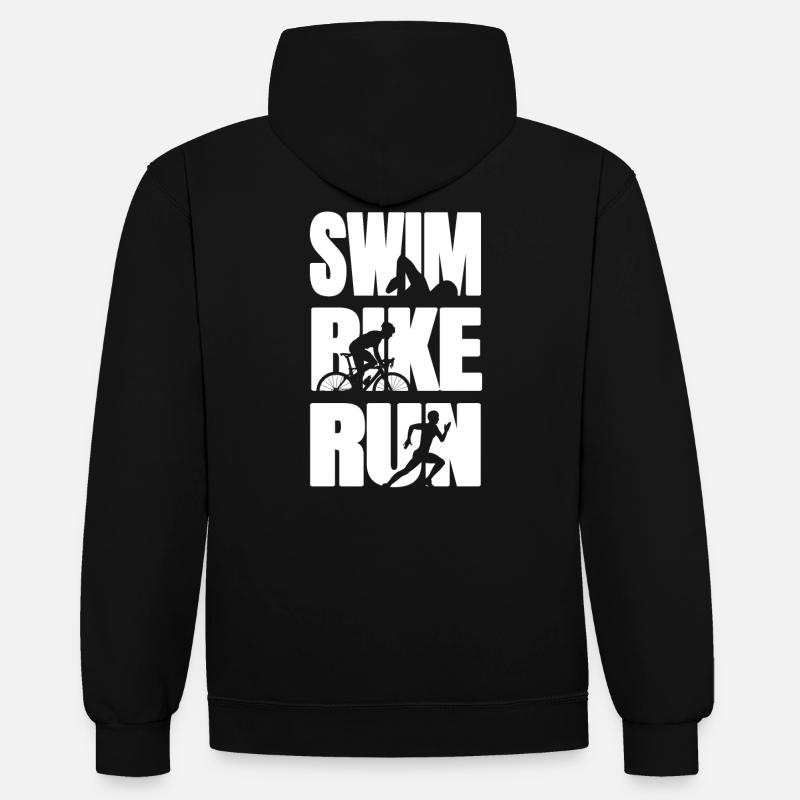 Triathlète de triathlon - Sweat à capuche contrasté - noir/gris chiné
