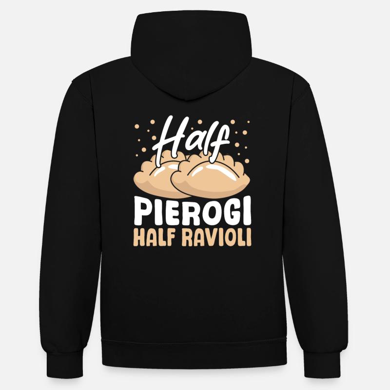 Demi-pierogi Moitié raviolis - Sweat à capuche contrasté - noir/gris chiné