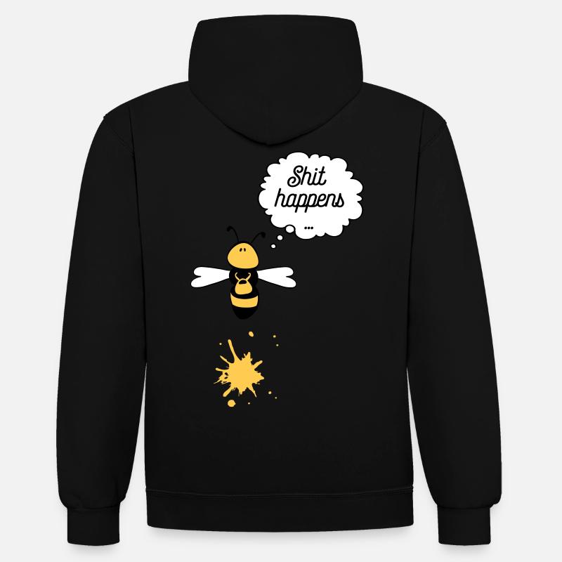 Shit happens bee - Sweat à capuche contrasté - noir/gris chiné