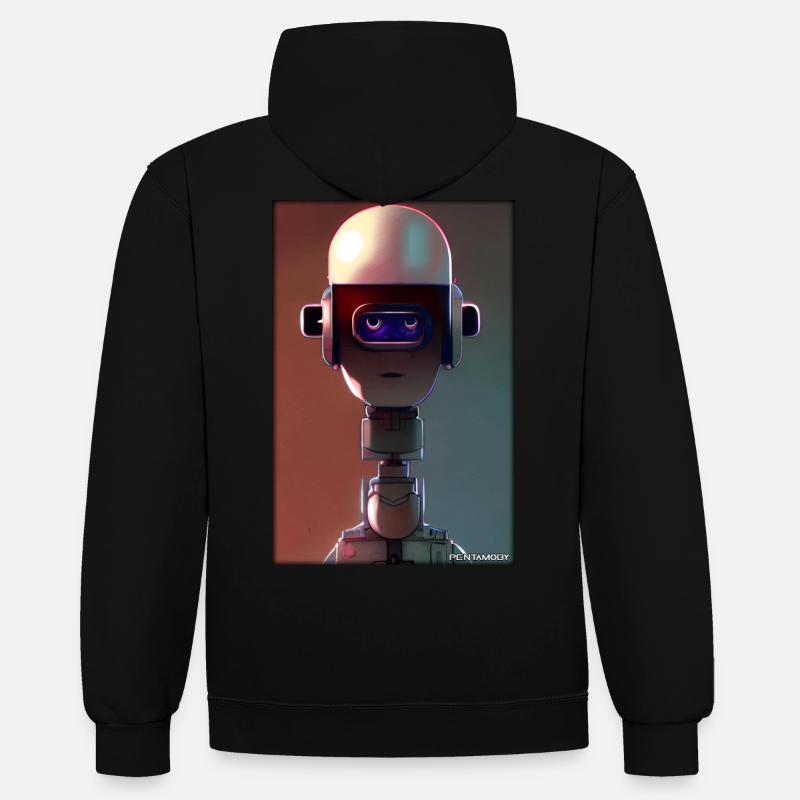 Roboter Zukunft Technik Wissenschaft Android - Kontrast-Hoodie - Schwarz/Grau meliert