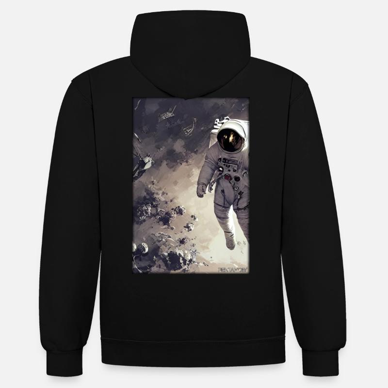 Technologie de science-fiction Astronaut Future - Sweat à capuche contrasté - noir/gris chiné