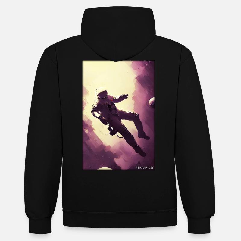 Technologie de science-fiction Astronaut Future - Sweat à capuche contrasté - noir/gris chiné