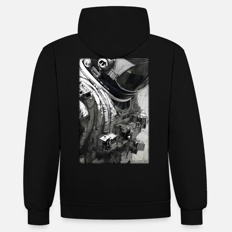 Technologie de science-fiction Astronaut Future - Sweat à capuche contrasté - noir/gris chiné
