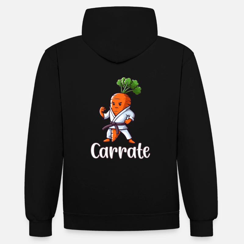 Carrate - Sweat à capuche contrasté - noir/gris chiné