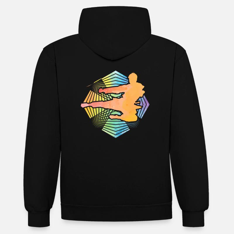 Karaté - Sweat à capuche contrasté - noir/gris chiné