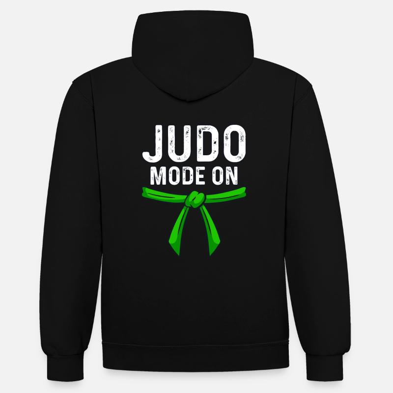 Mode Judo activé - Sweat à capuche contrasté - noir/gris chiné