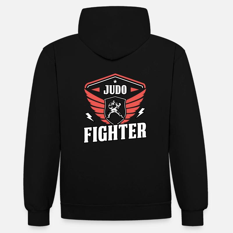 Combattant de judo - Sweat à capuche contrasté - noir/gris chiné