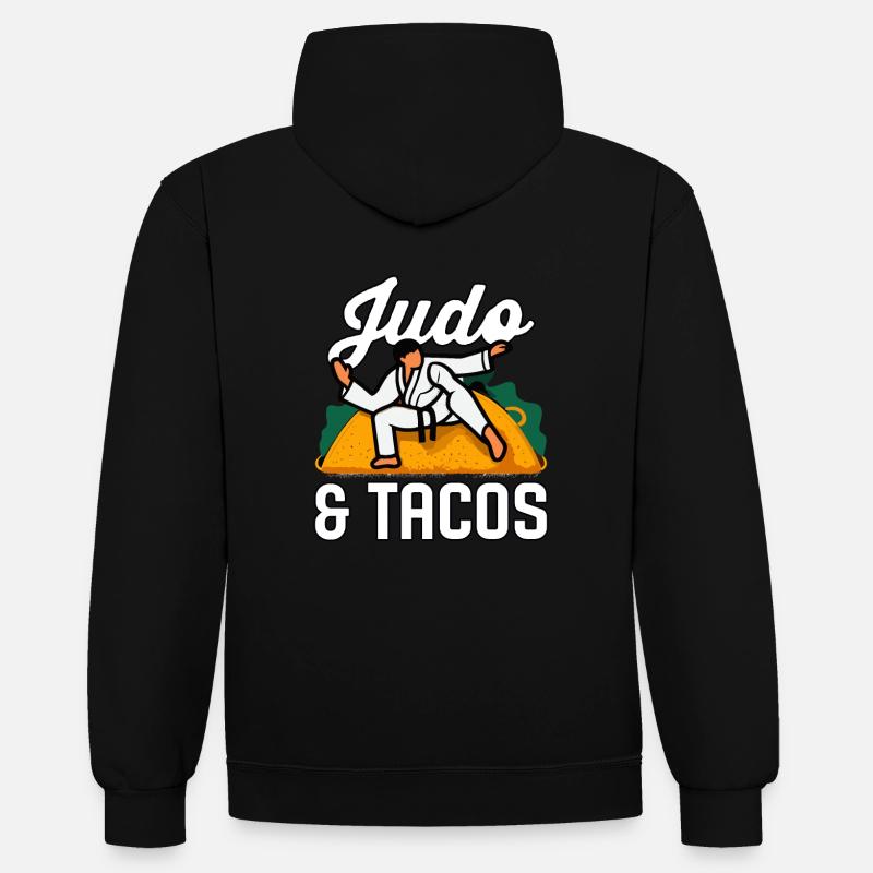 Judo et tacos - Sweat à capuche contrasté - noir/gris chiné