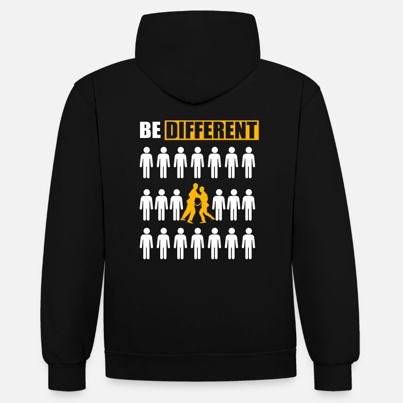 Être différent Judo - Sweat à capuche contrasté - noir/gris chiné