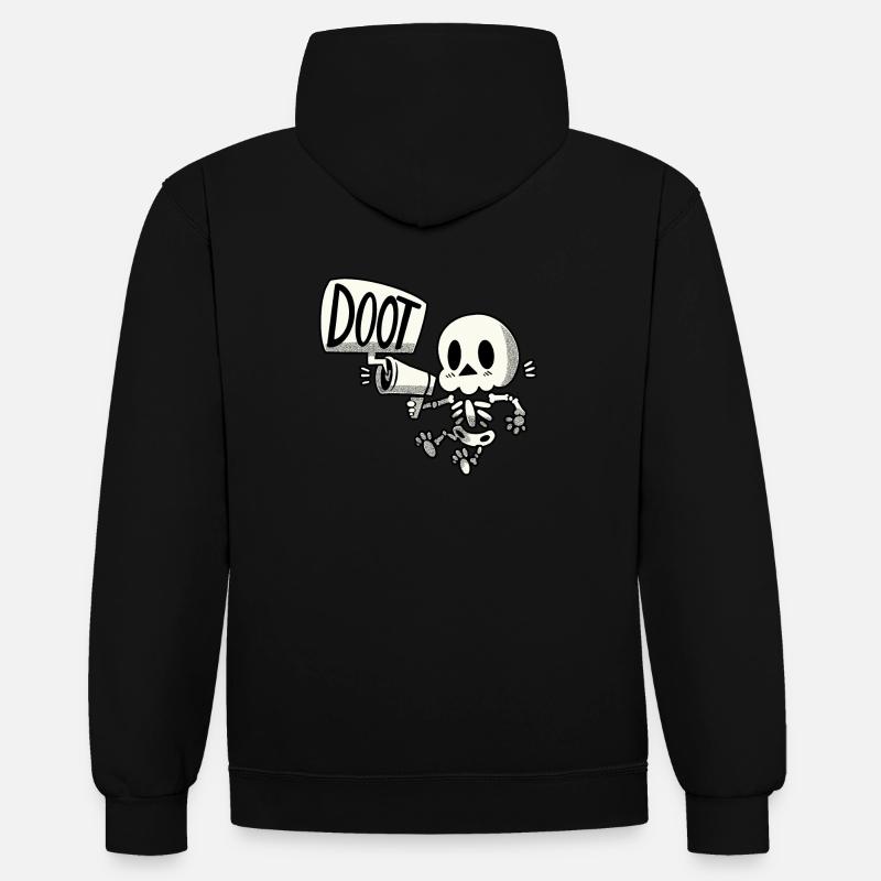 Squelette DOOT - Sweat à capuche contrasté - noir/gris chiné