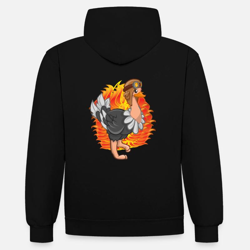 à canaux chauds - Sweat à capuche contrasté - noir/gris chiné