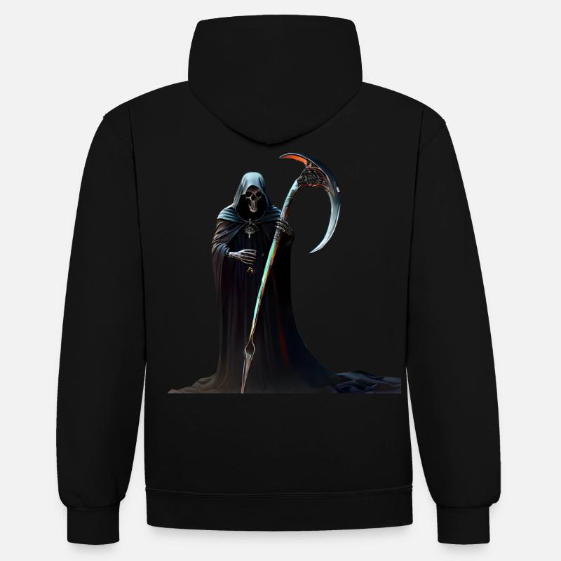 Faucheuse - Sweat à capuche contrasté - noir/gris chiné