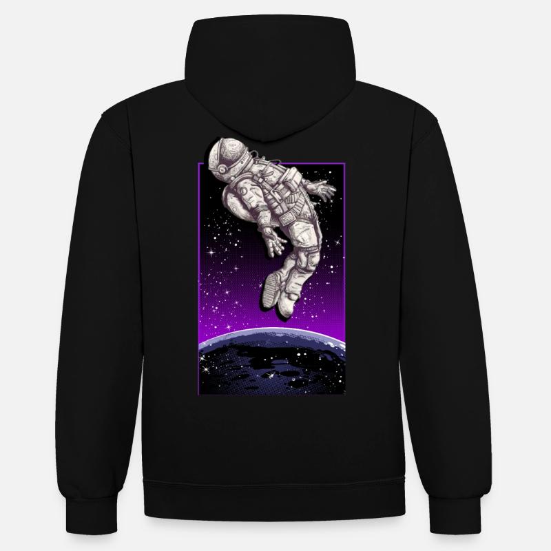 marche dans l'espace - Sweat à capuche contrasté - noir/gris chiné