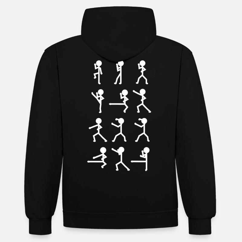 Figurines de karaté bâton - Sweat à capuche contrasté - noir/gris chiné