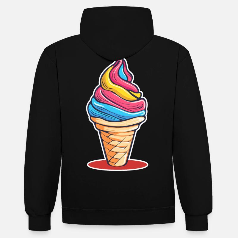 Arc-en-ciel de crème glacée - Sweat à capuche contrasté - noir/gris chiné