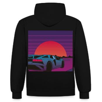 Supercar Act for your dreams Dream Car Sunrise - Contrast hoodie - black/heather grey - Back - Anna (173cm)