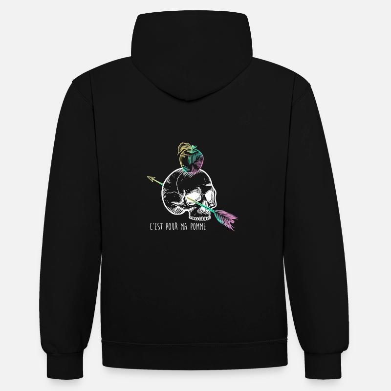 Skull Apple white - Sweat à capuche contrasté - noir/gris chiné