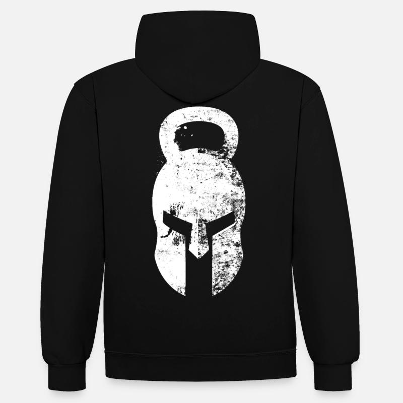Kettlebell casque spartiate - Sweat à capuche contrasté - noir/gris chiné