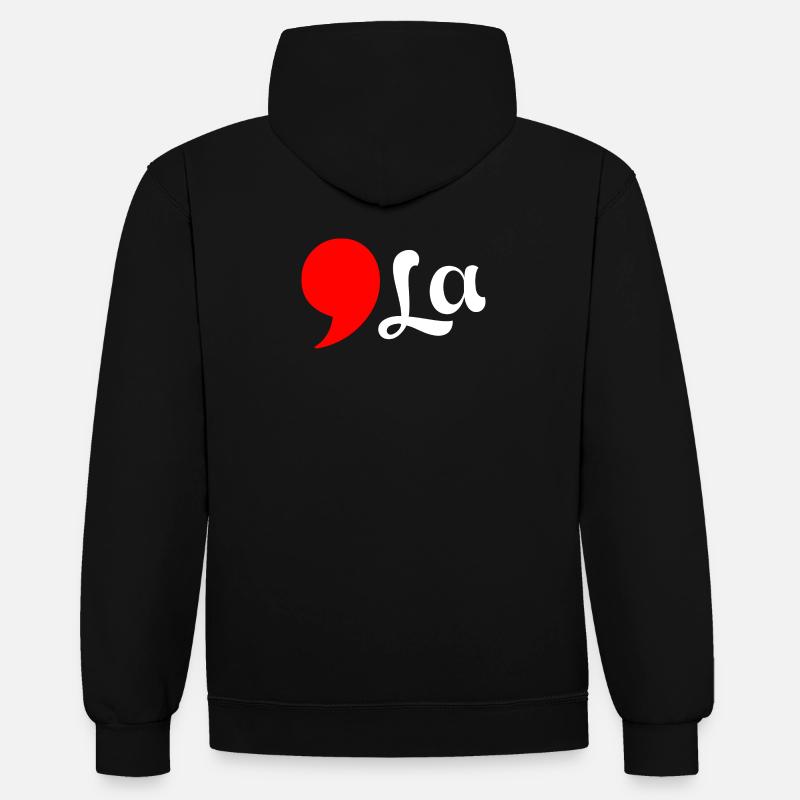 Distressed Comma La Funny - Contrast hoodie - black/heather grey