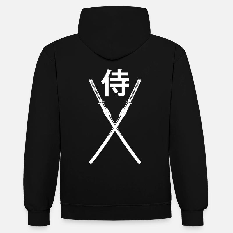 Épée - Samouraï - Sweat à capuche contrasté - noir/gris chiné