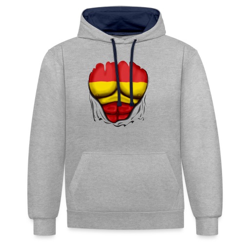 España Flag Ripped Muscles six pack chest t-shirt - Contrast Colour Hoodie