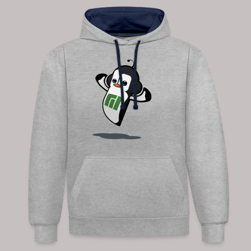 Manjaro Mascot strong left - Contrast Colour Hoodie
