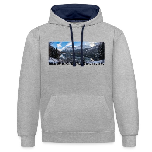 The mountains are calling - Contrast Colour Hoodie