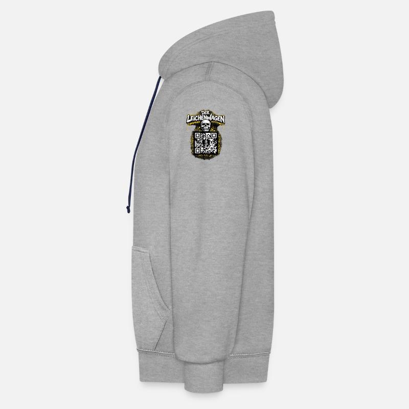 Der Leichenwagen mit QR Code - Kontrast-Hoodie - Grau meliert/Navy