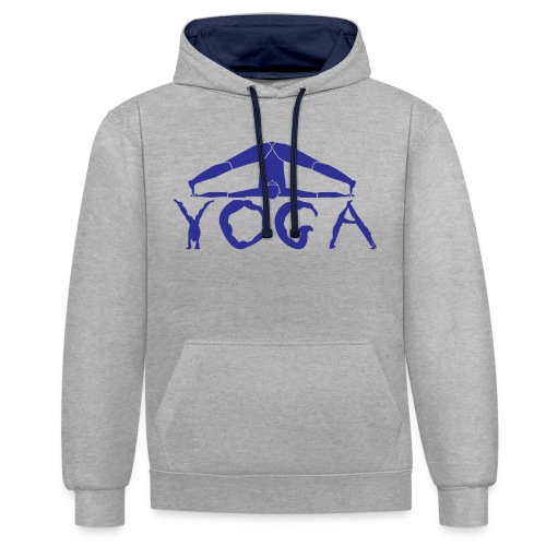yoga yogi blu namaste pace amore hippie sport art - Felpa con cappuccio in contrasto cromatico