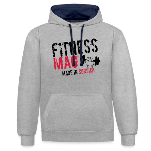 Fitness Mag made in corsica 100% Polyester - Sweat à capuche contrasté